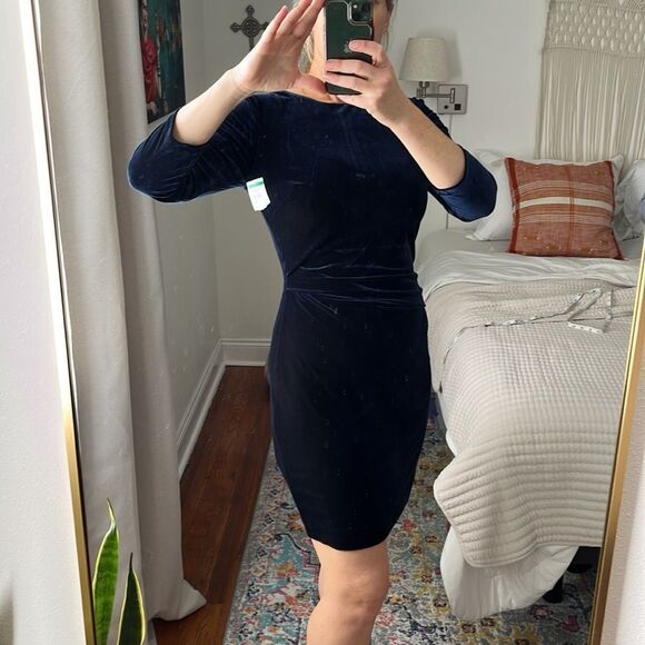 Vince Camuto Navy Velvet Dress - Picture 2 of 8